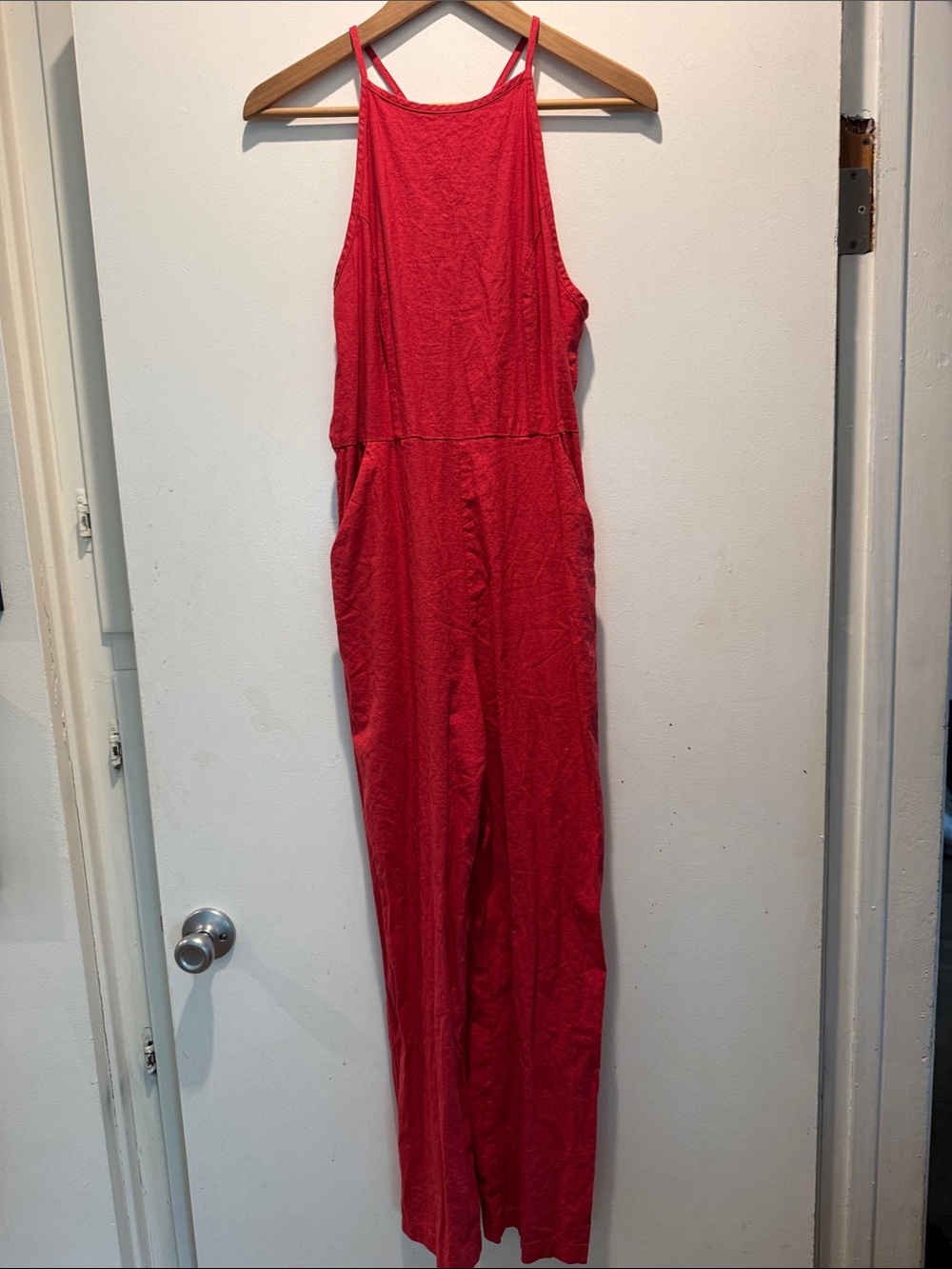Urban Outfitters Red Halter Style Jumpsuit